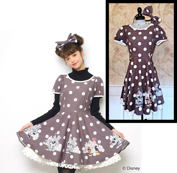 Secret Honey Dresses & Skirts - Secret Honey Disney Ribbon Dot Dress Minnie Mouse Lolita J Fashion Kawaii Japan
